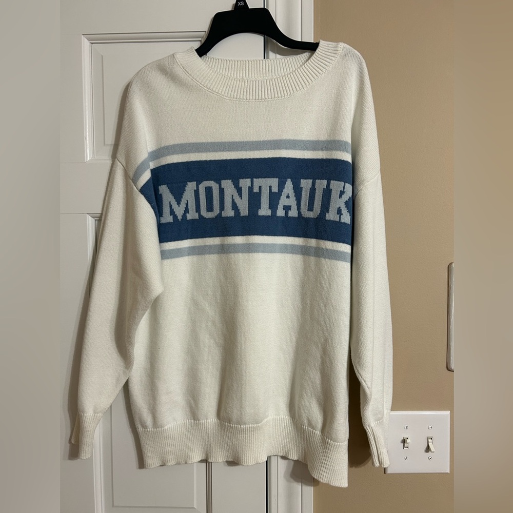 Moonrise Montaigne white  and Blue Men's Crewneck Sweater